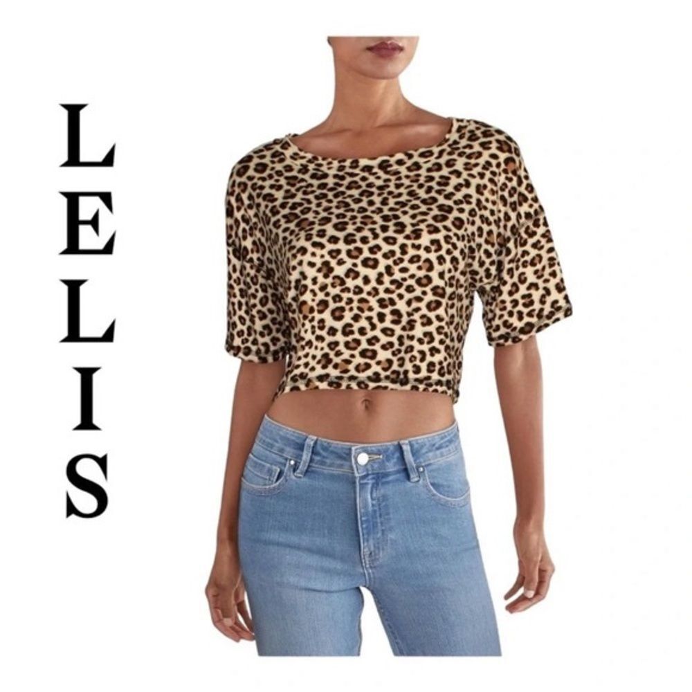 NWT LE LIS collection cheetah oversized crop top